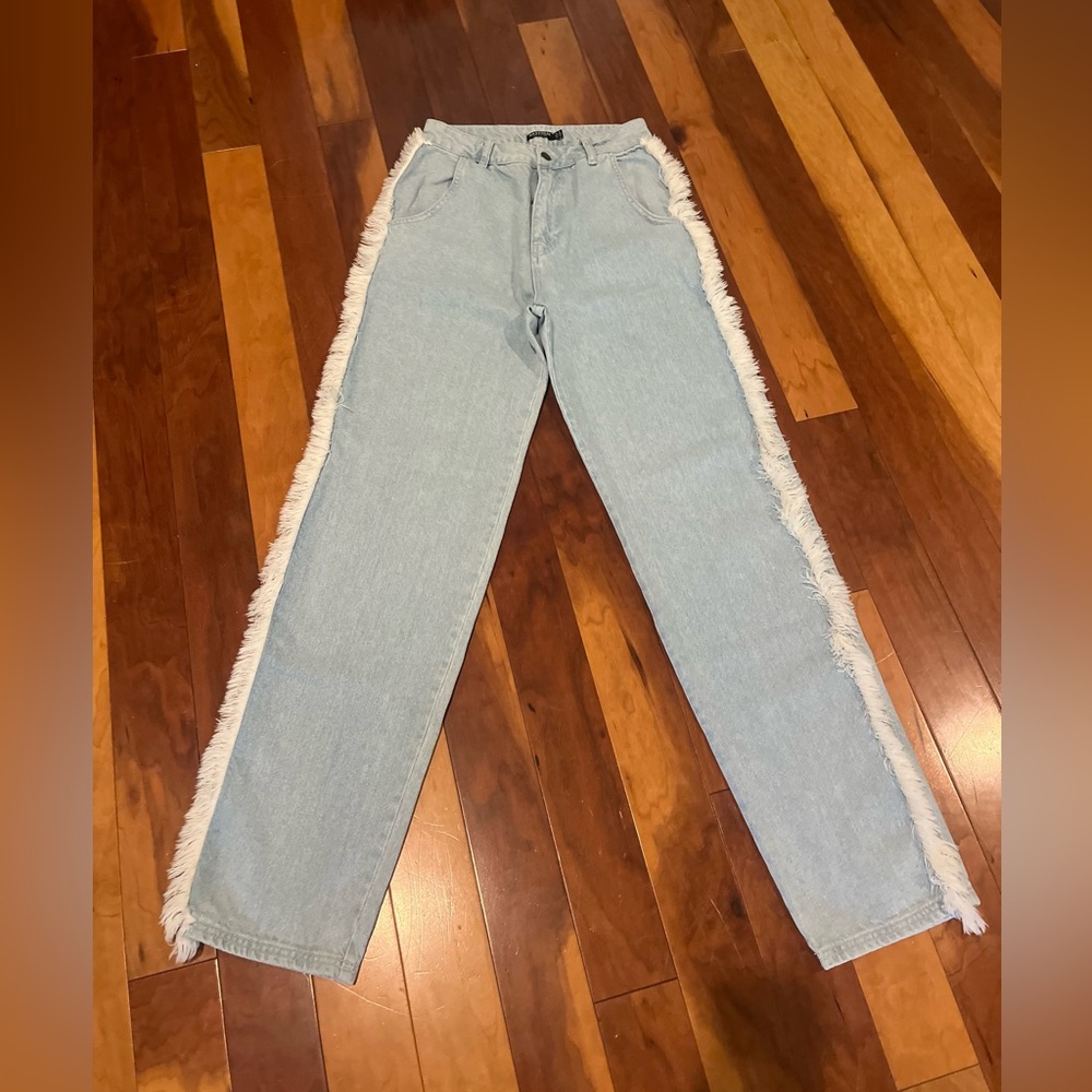 Nastygal Jeans Size 4 Fringe Detail Cowgirl Nashville Western Fall Perfect Light